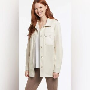 Tribal Women's Cream Soft Vegan Leather Shacket. Utility Jacket. Wmn’s Sz Large